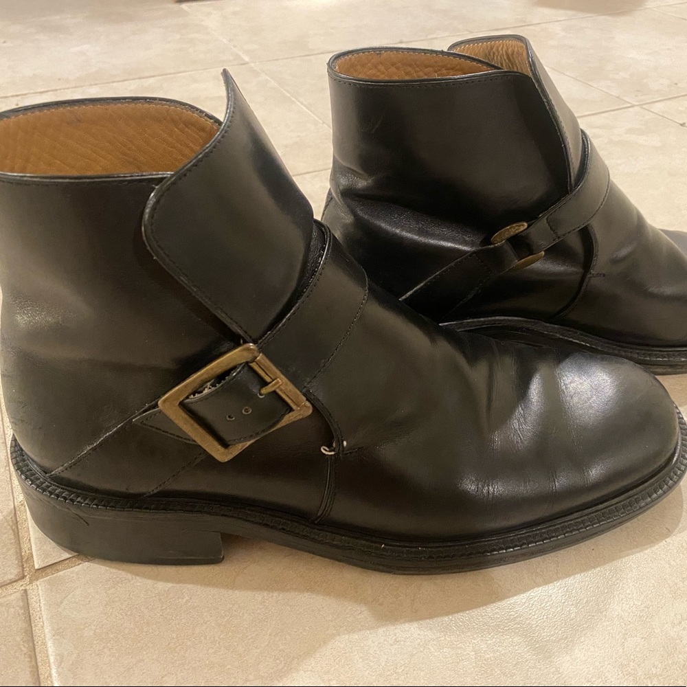 Coach Men’s Ankle Boots Side Buckle Leather Shoes- Made In Italy